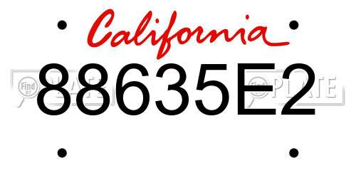 88635E2 California License Plate