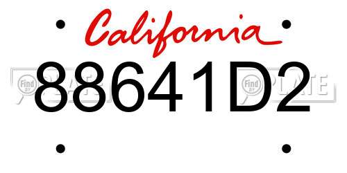 88641D2 California License Plate