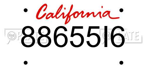88655I6 California License Plate