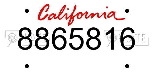 8865816 California License Plate
