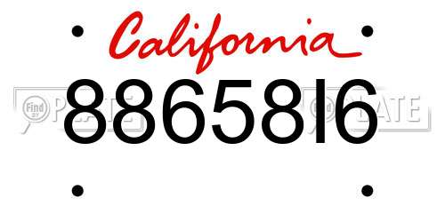 88658I6 California License Plate