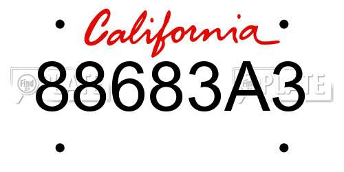 88683A3 California License Plate