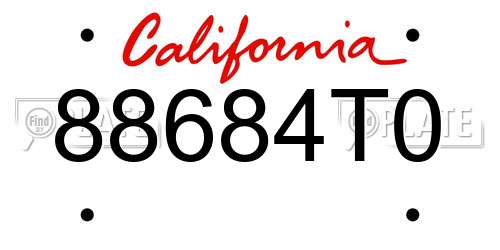 88684T0 California License Plate