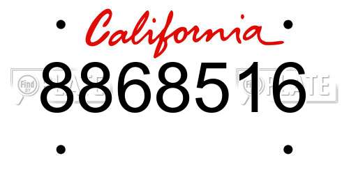 8868516 California License Plate