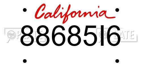 88685I6 California License Plate
