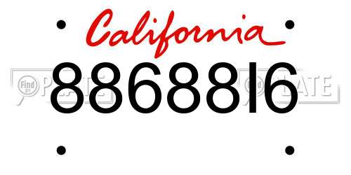 88688I6 California License Plate