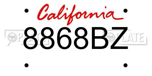 8868BZ California License Plate