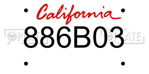 886B03 California License Plate