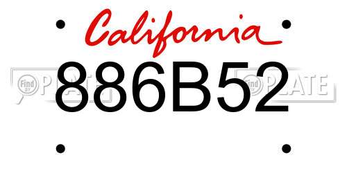 886B52 California License Plate