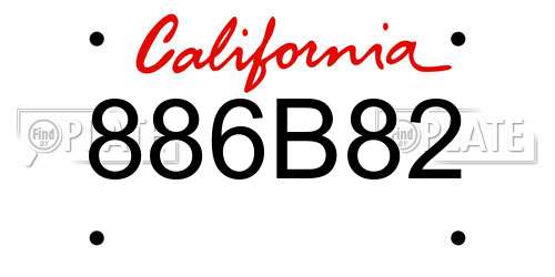 886B82 California License Plate