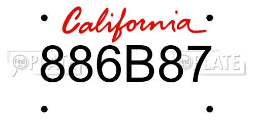 886B87 California License Plate