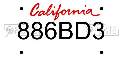 886BD3 California License Plate