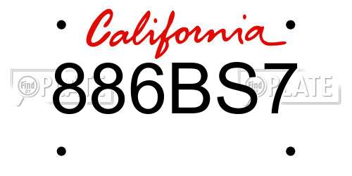 886BS7 California License Plate