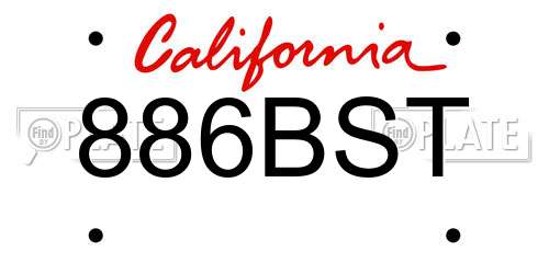 886BST California License Plate
