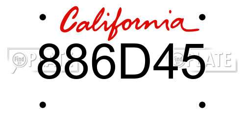 886D45 California License Plate
