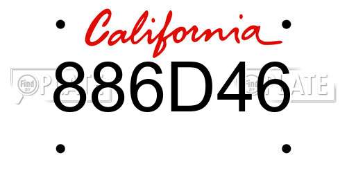 886D46 California License Plate