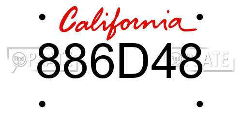 886D48 California License Plate