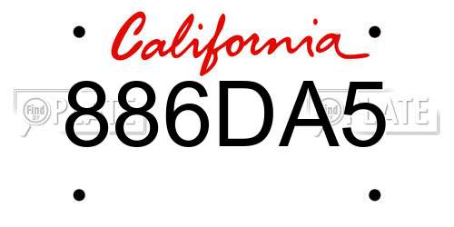 886DA5 California License Plate