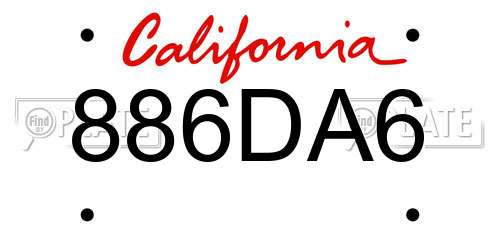 886DA6 California License Plate