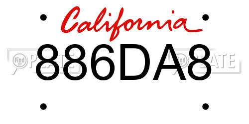 886DA8 California License Plate