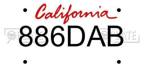 886DAB California License Plate