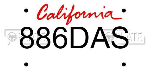 886DAS California License Plate
