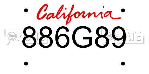 886G89 California License Plate