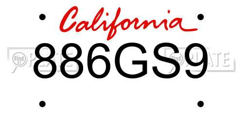 886GS9 California License Plate