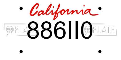 886II0 California License Plate