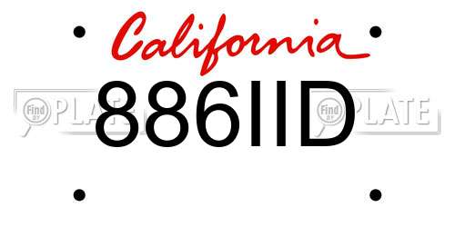 886IID California License Plate