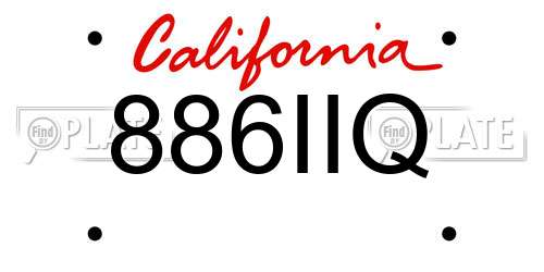 886IIQ California License Plate