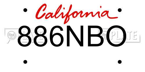 886NBO California License Plate