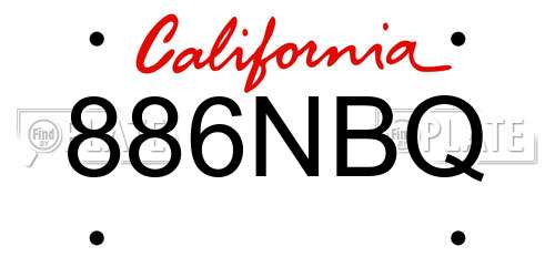886NBQ California License Plate