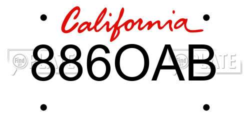 886OAB California License Plate