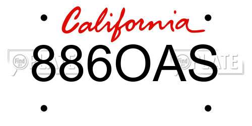 886OAS California License Plate
