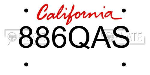 886QAS California License Plate