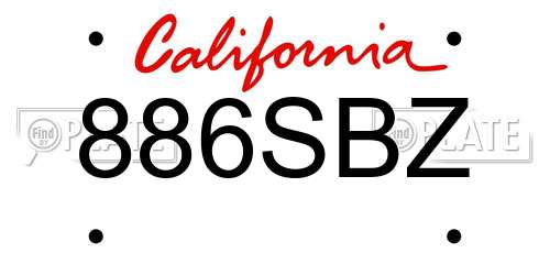 886SBZ California License Plate