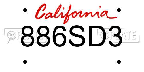 886SD3 California License Plate