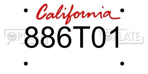 886T01 California License Plate