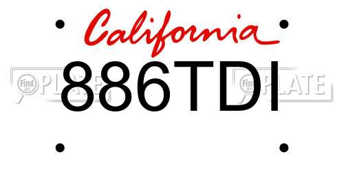 886TDI California License Plate