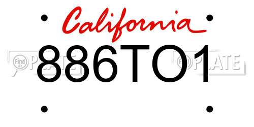 886TO1 California License Plate