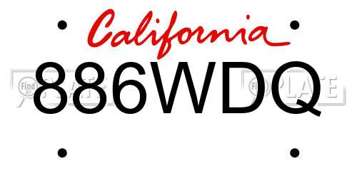 886WDQ California License Plate