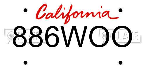 886WOO California License Plate