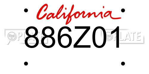 886Z01 California License Plate