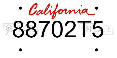 88702T5 California License Plate