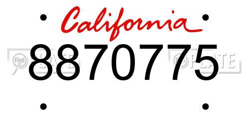 8870775 California License Plate