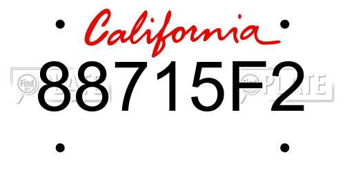 88715F2 California License Plate