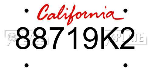 88719K2 California License Plate