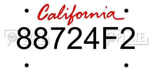 88724F2 California License Plate