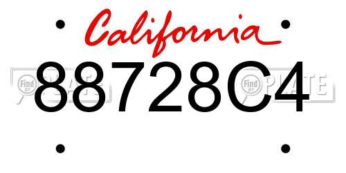 88728C4 California License Plate